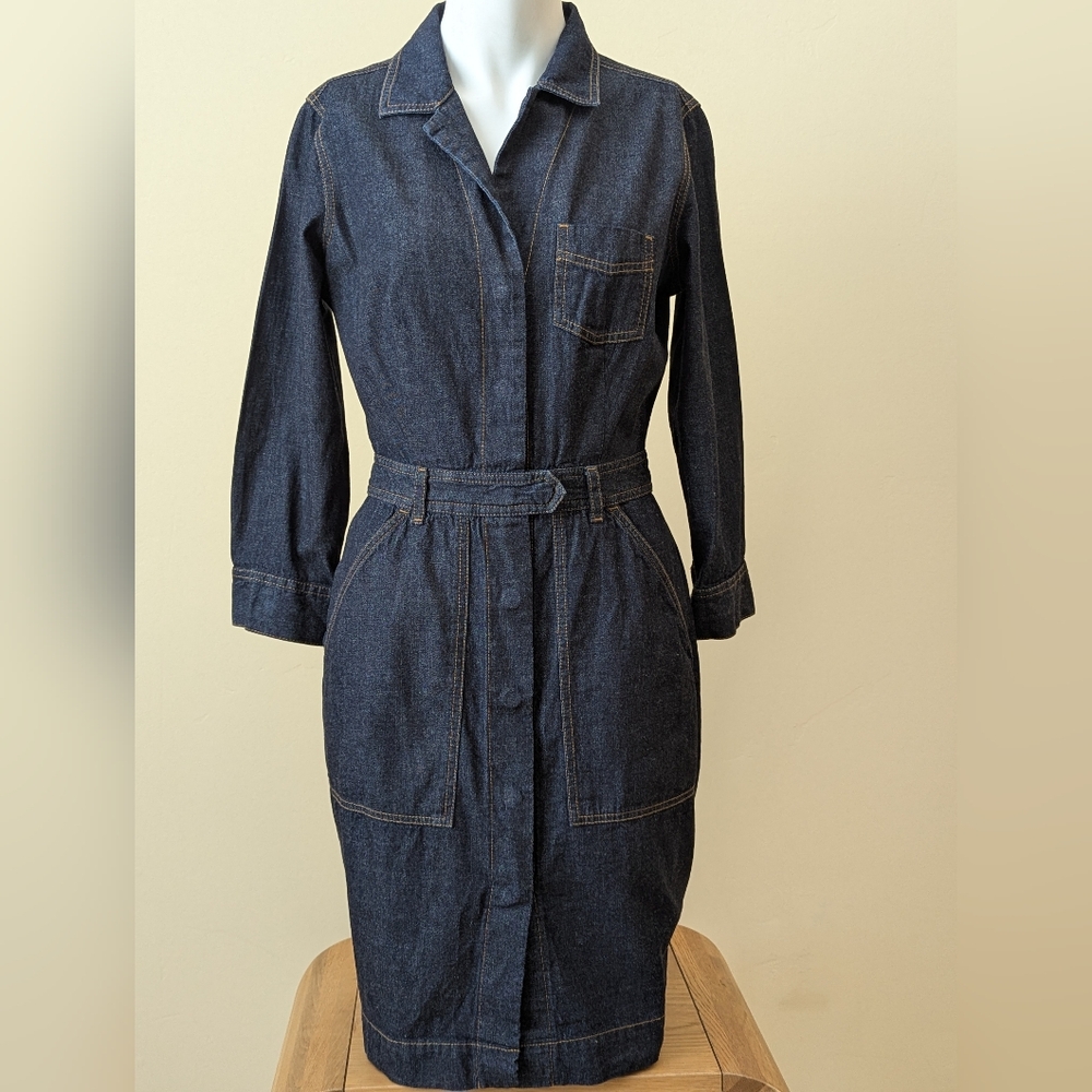 Dark Denim Button-Up Dress